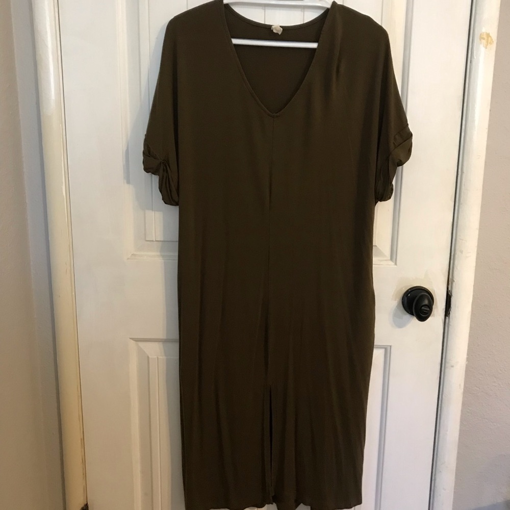 Olive green midi dress